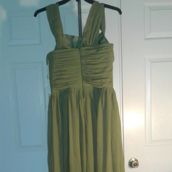 JAEDEN Long Sleeveless Olive Green Formal Prom - Picture 3 of 7